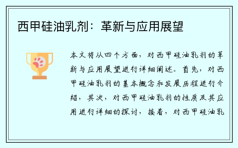 西甲硅油乳剂：革新与应用展望